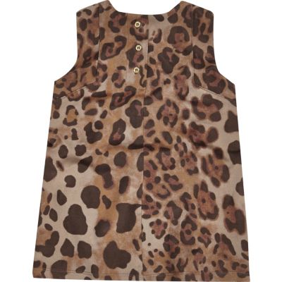Mini girls leopard faux suede shift dress